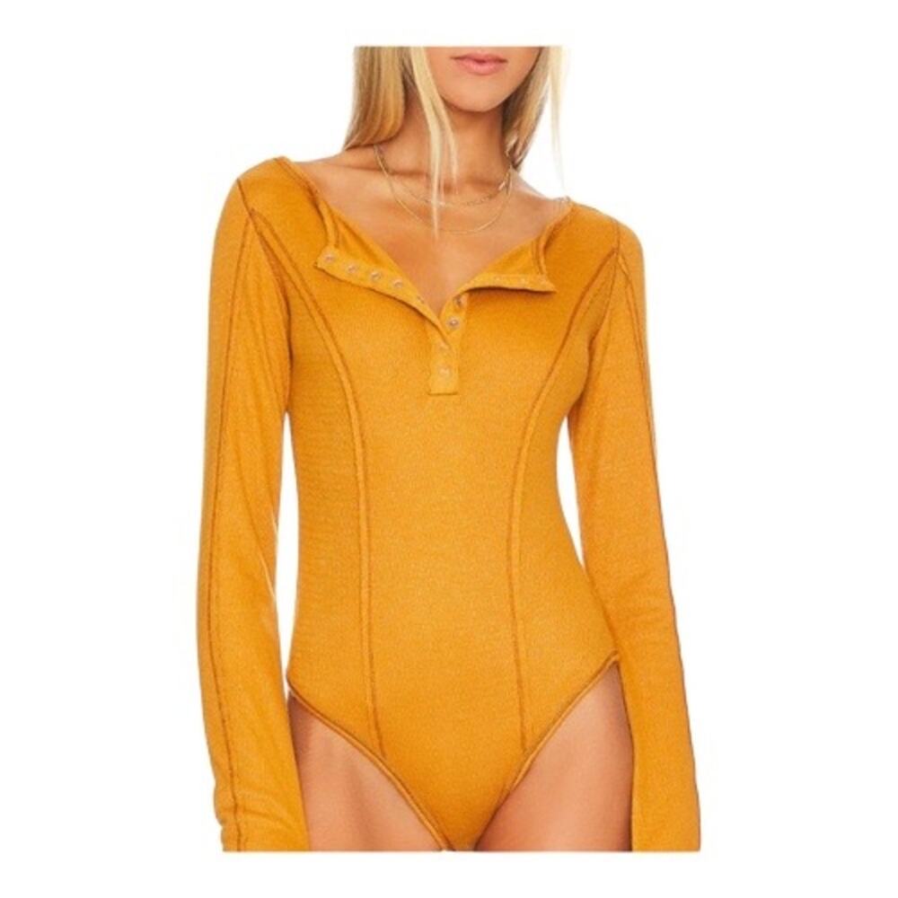 Free People Sloane Bodysuit Yellow NWOT